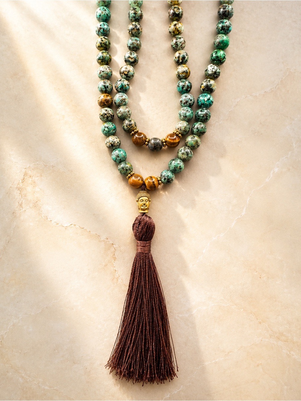 African Turquoise and Tiger’s Eye Mala Beads